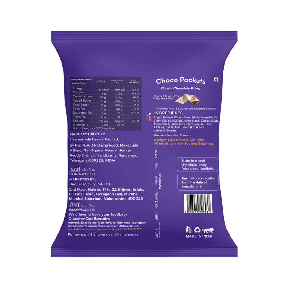 Nova Nova Choco Pockets | Mini Treats | Classic Chocolate