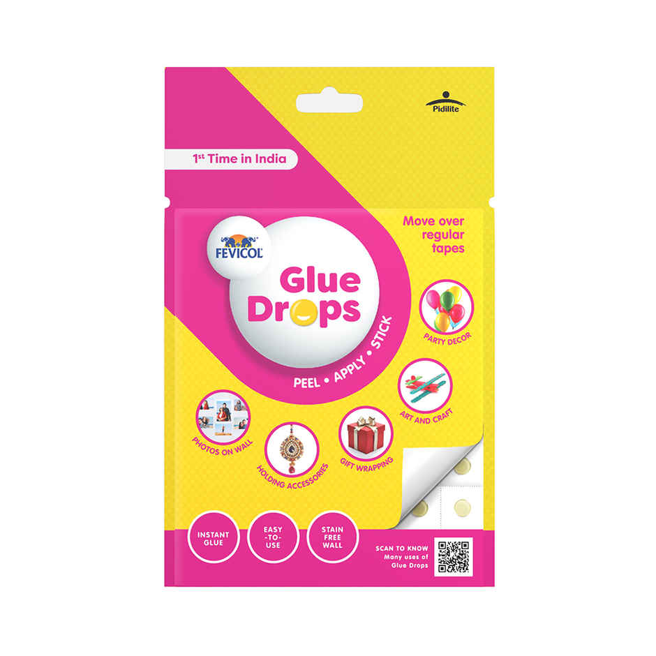 Fevicol Glue Drops For Instant And Non Messy, Easy To Use Just Peel, Apply Stick 3+1 Free 96 Drops Combo