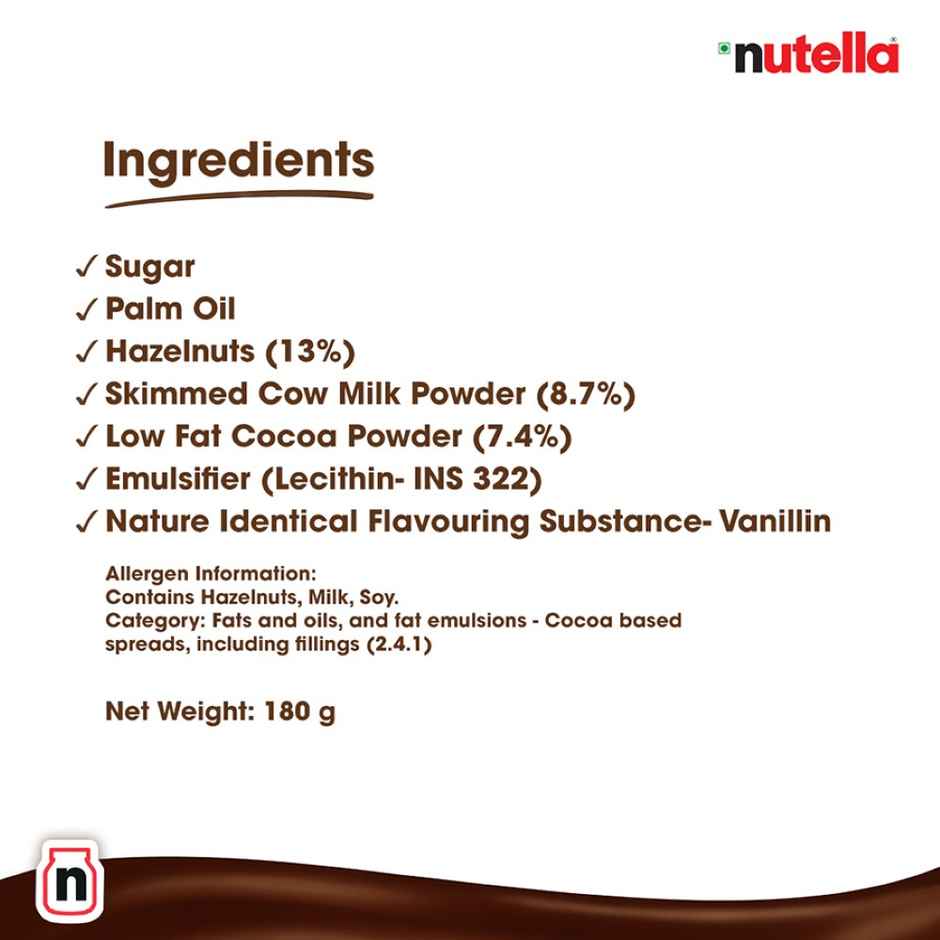 Ferrero Nutella Hazelnut Spread(180gms) & Britannia Milk Slice White Bread(400gms) Combo