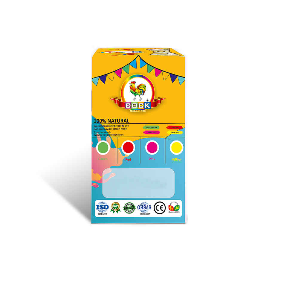 Holi Gulal Combo | Yellow | Green | Red | Pink | Pack Of 4 | Cock