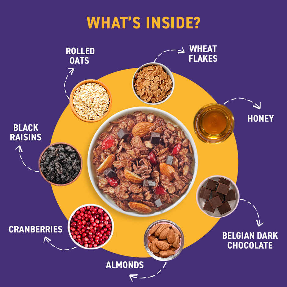 Bagrrys Crunchy Dark Chocolate Muesli with Almond Quinoa & Cranberries Pouch