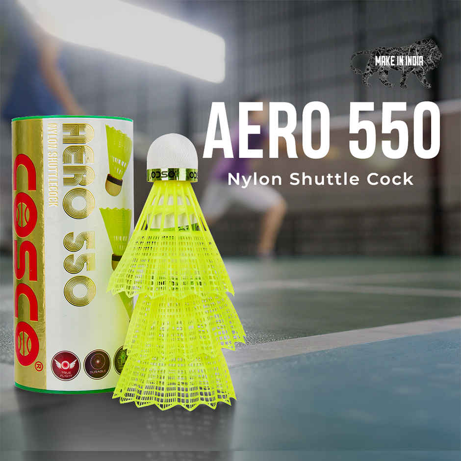 Cosco Aero 550 Nylon Shuttlecock (Pack of 3) | Yellow