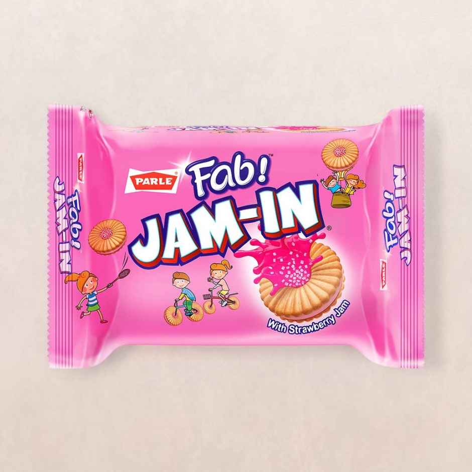 Parle Fab Jam In Strawberry Jam Biscuits