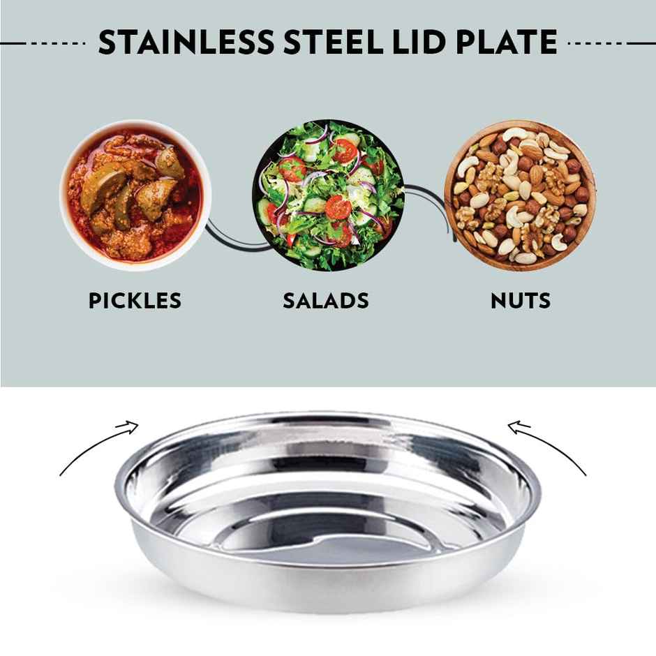 Borosil Carry Fresh Stainless Steel Insulated Lunchbox, 3 pc Set (280ml x 2 + 475ml Chapati Dabba)