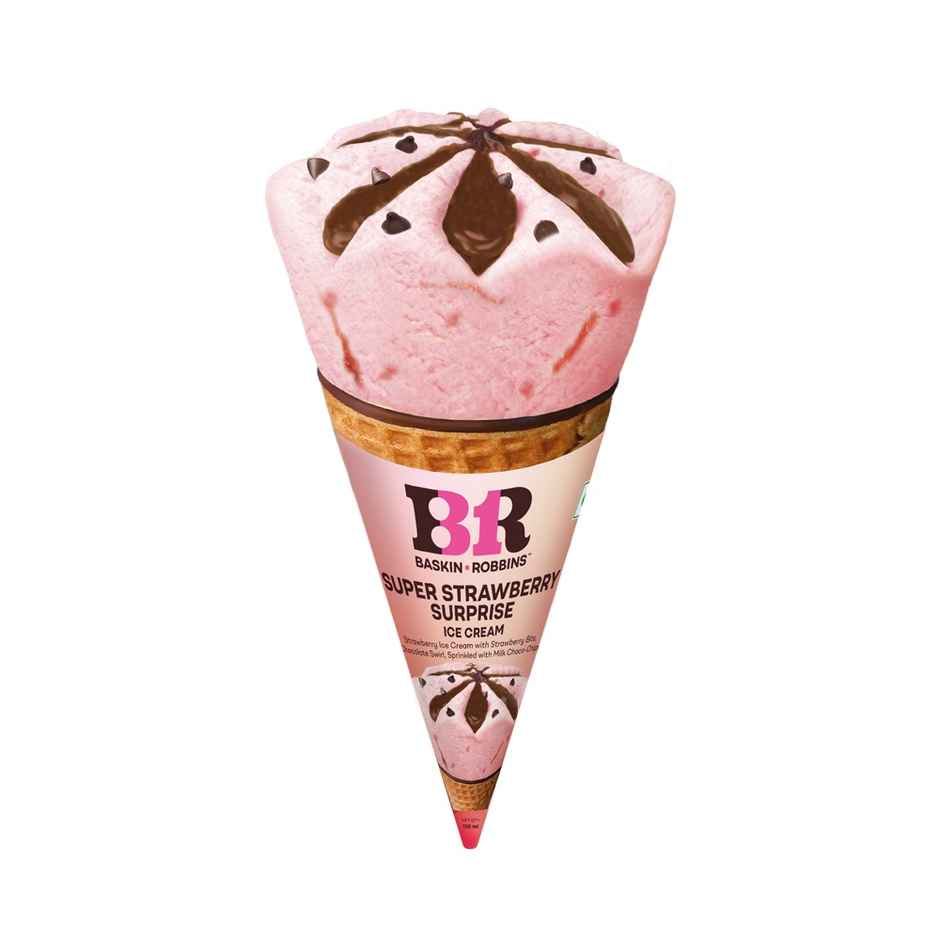 Baskin Robbins Super Strawberry Surprise Ice Cream Cone