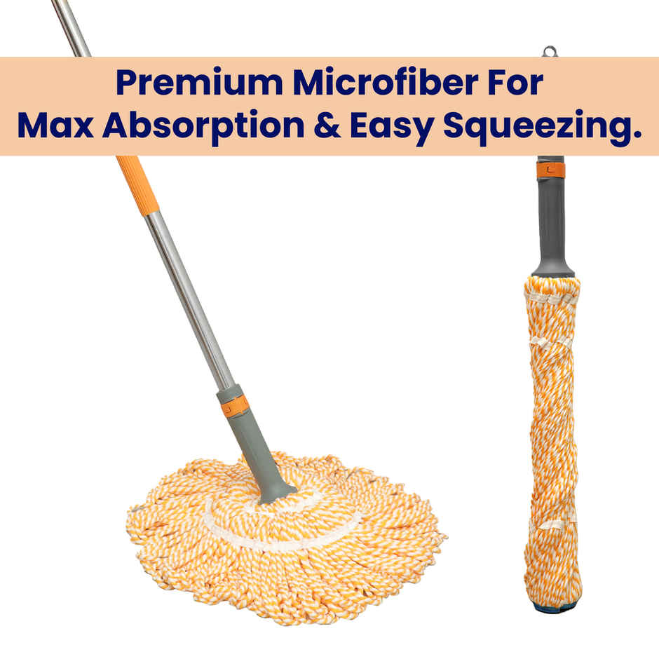 Chakaachak Microfiber Twist Mop With Stainless Steel Telescopic Handle