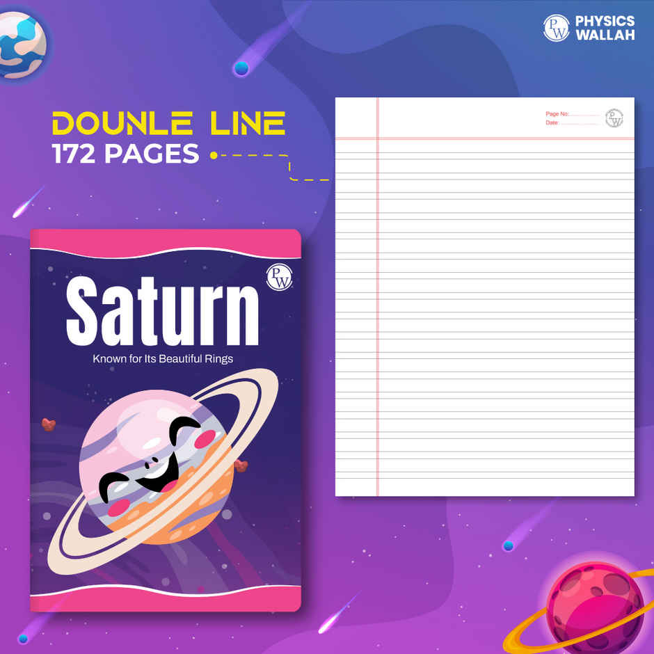 172 Pages Children Notebook | Double Line | Saturn