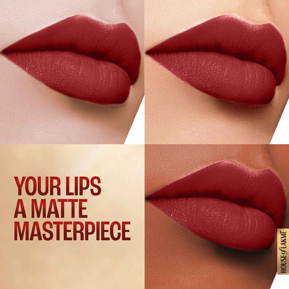 Lakme 9to5 Powerplay Priming Matte Lipstick, Lasts 16hrs, Cherry Chic