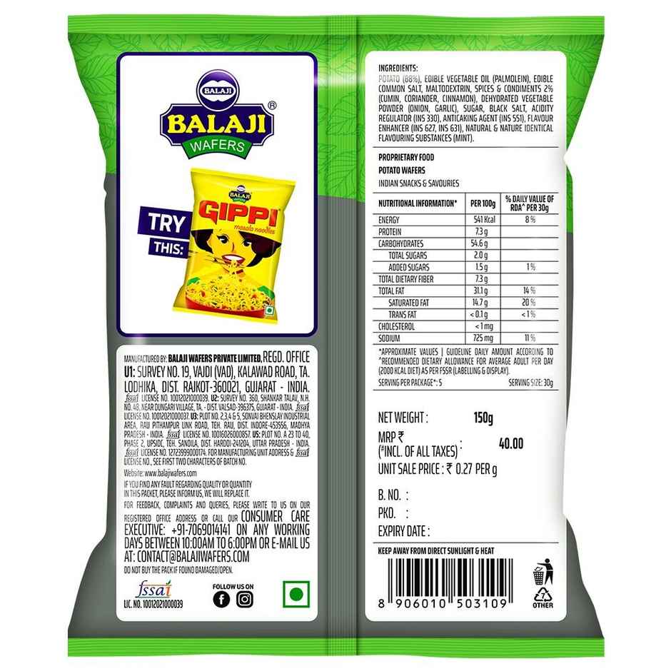 Balaji Rumbles Pudina Twist Wafers