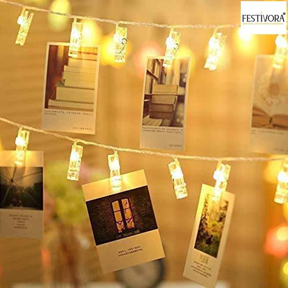 Festivora Photo Clip LED String Lights - for Photo Display | Birthday, Festival, Bedroom Decoration