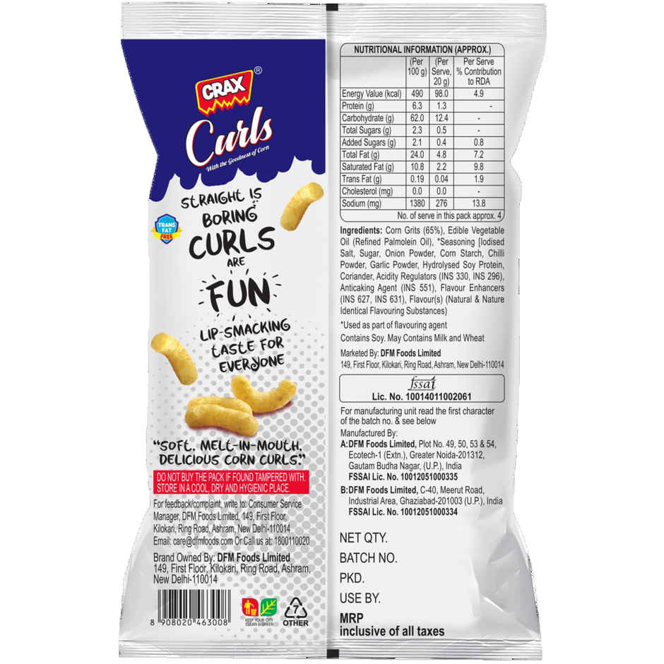 Crax Curls Chatpata Masala Puff Snacks | Crispy & Tasty