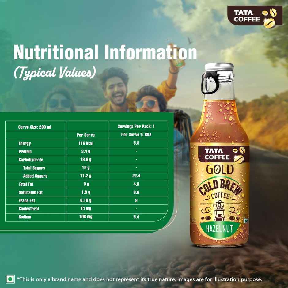 Tata Cold Brew Coffee, Hazelnut Iced Coffee, Rich & Creamy, Ready to Drink