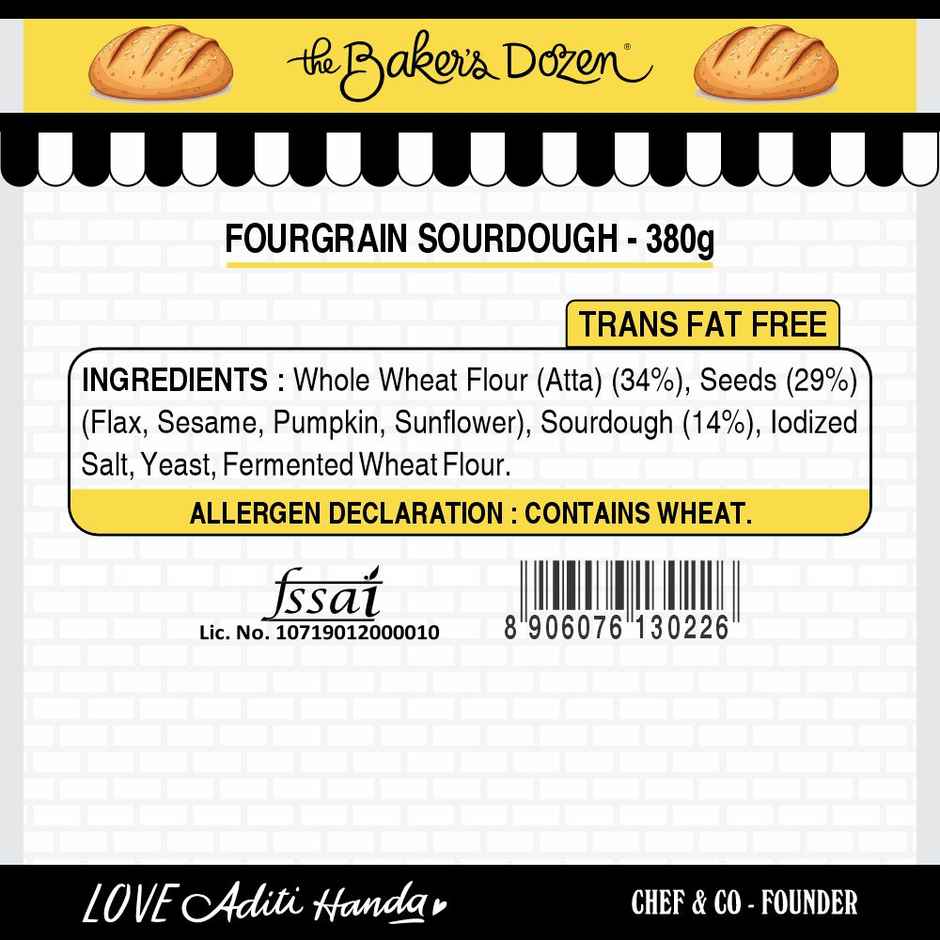 The Baker's Dozen Zero Maida Fourgrain Sourdough Bread | Artisan | Whole Wheat | High Protein bread