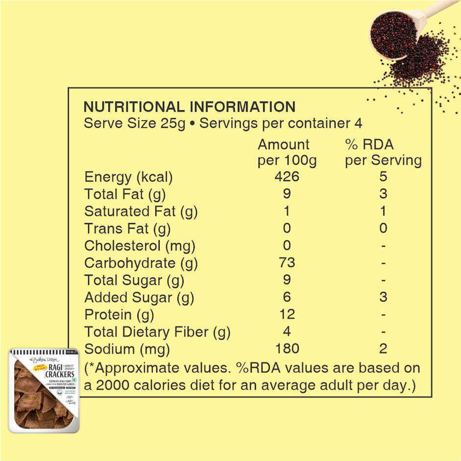 The Baker's Dozen Zero Maida Ragi Crackers Baked Millet Snack