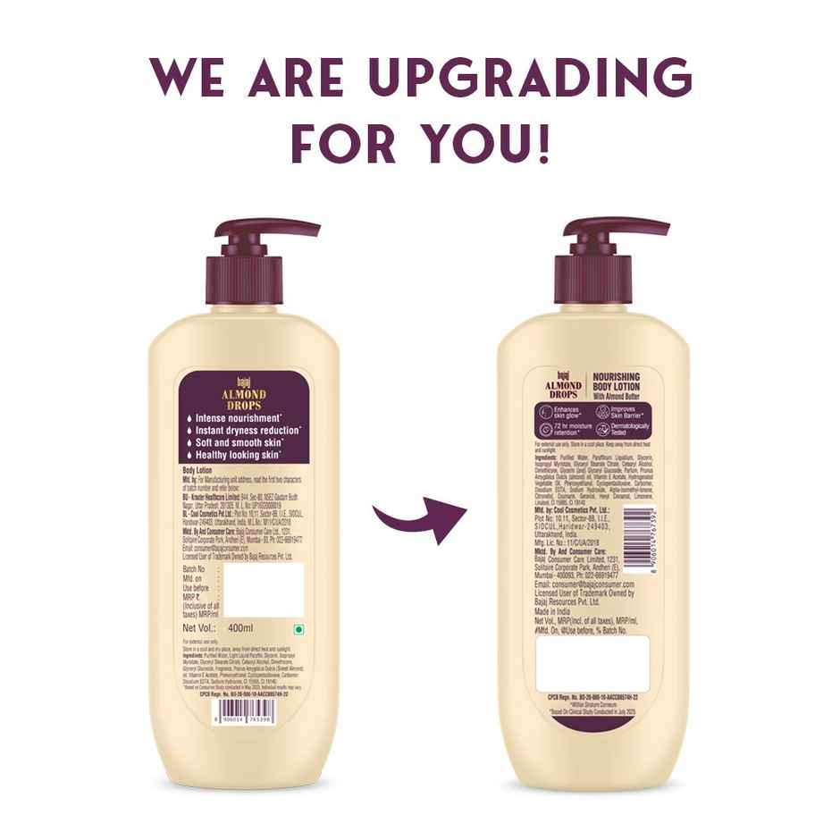 Bajaj Almond Drops Nourishing Body Lotion with Almond Butter | For All Skin Types