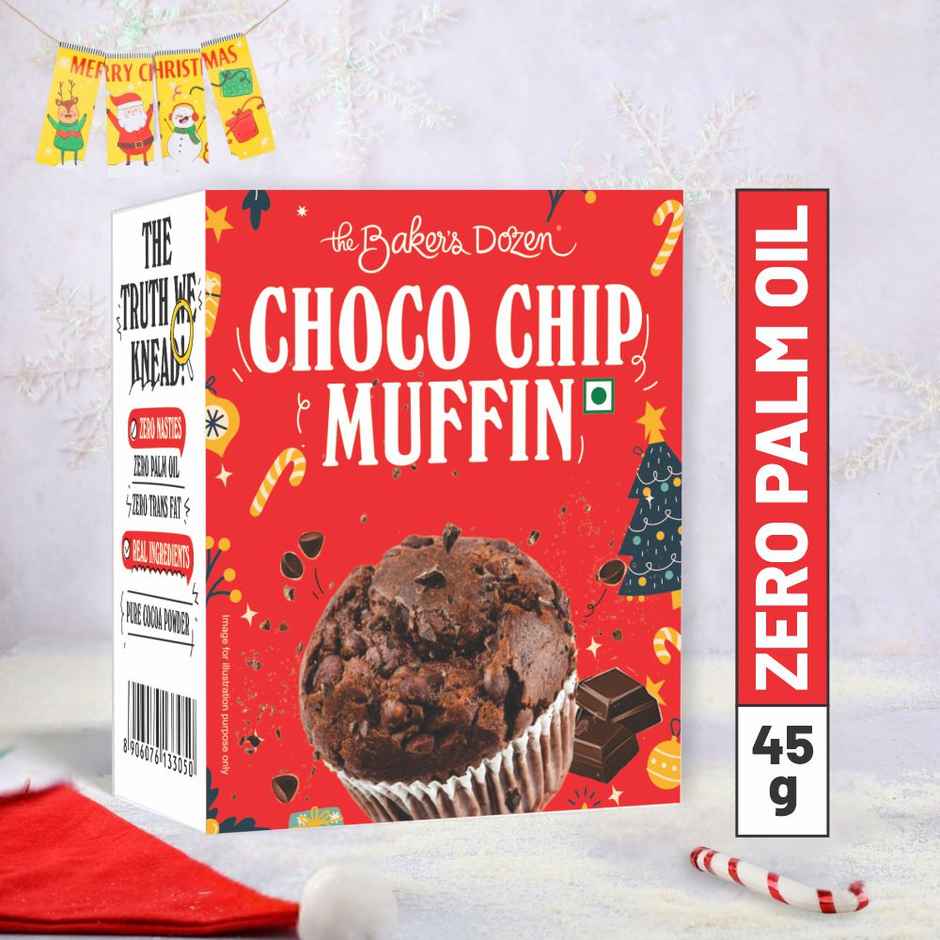 The Baker'S Dozen Whole Wheat Banana Walnut Cake | Bakery Delight (150g) & The Baker'S Dozen Choco Chip Muffin | Soft & Chocolatey (45g) Combo