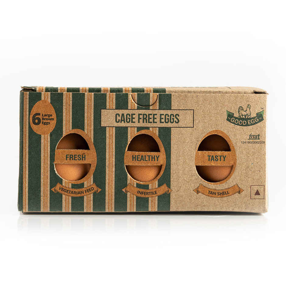 The Good Egg Co. Cage Free Eggs, 6 Pieces - Portein Rich, Veg Feed, Infertile Combo