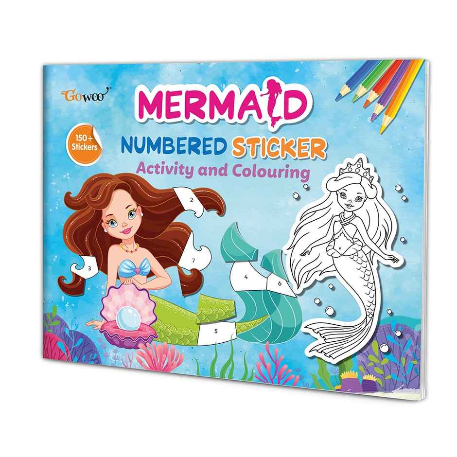 Mermaid Numbered Sticker Activity & Colouring Book for Age 3+ Kids -children Sticker Activity Book