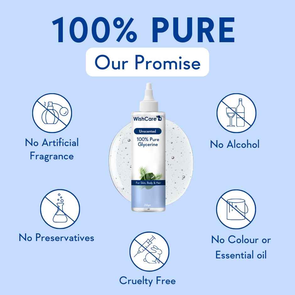 Wishcare Unisex Red Pure  Natural Kannauj Rose Water For Skin, Face  Hair (200ml) & Wishcare Unisex Pure  Unscented Glycerine (250g) Combo