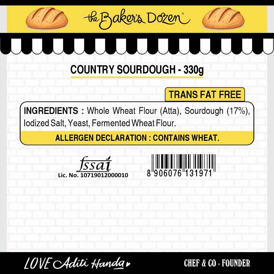 The Baker's Dozen Zero Maida Country Sourdough Bread | Artisan | Whole Wheat | No Zero Preservative