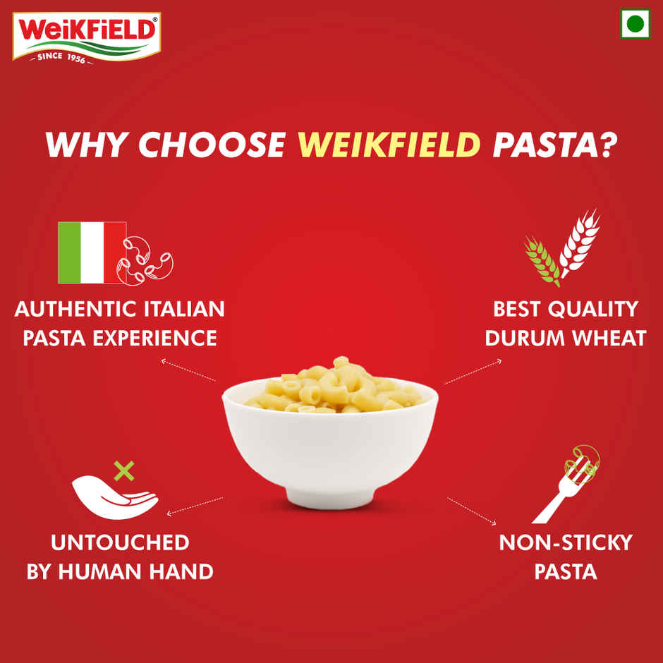 Weikfield Macaroni Pasta|Durum Wheat Semolina Healthy Pasta| Rich in Protein Fibre