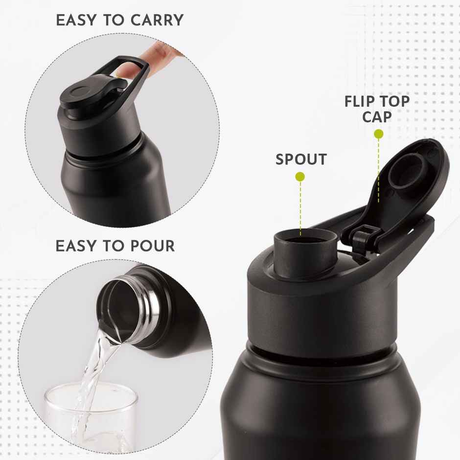 Magnus Oscar 750ml Single Wall Sports Water Bottle | Black