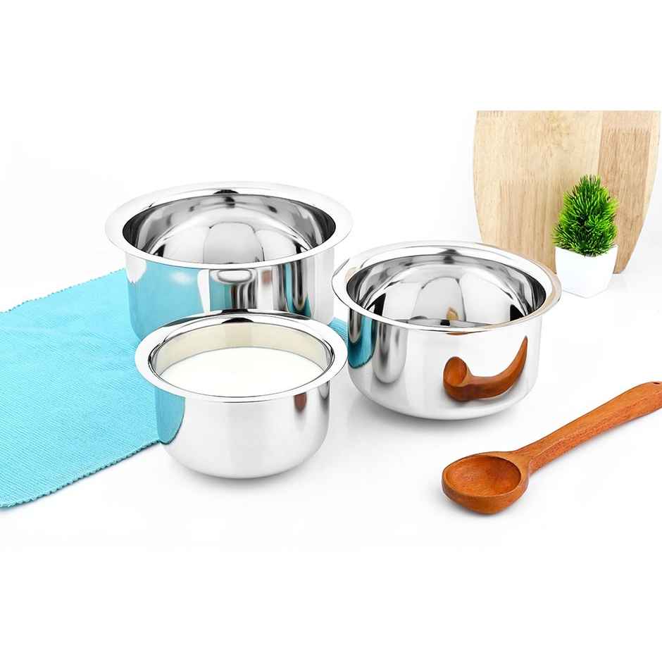 Steelera Stainless Steel Round Bottom Tope / Cookware | Food Safe | 1.4 L, 2.4 L and 3.5 L