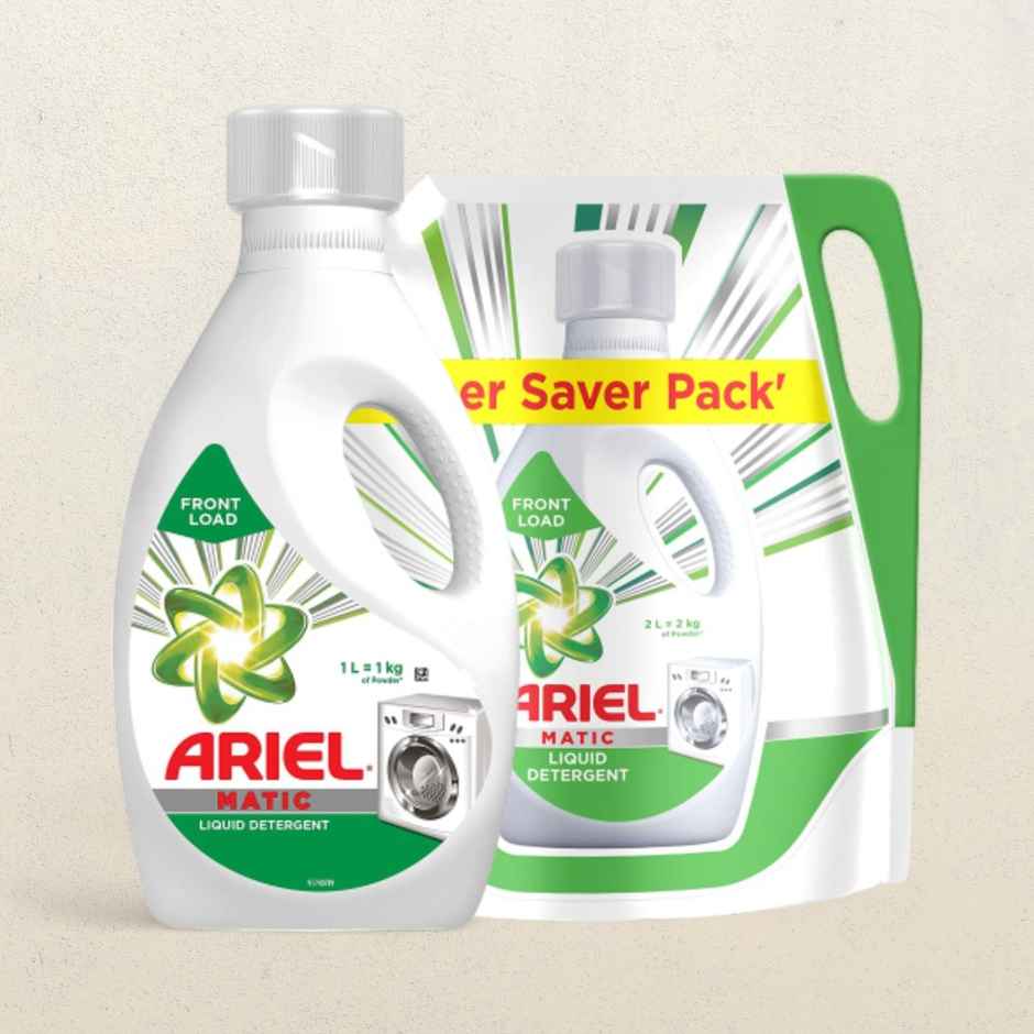Ariel Matic Liquid Detergent Front Load 1 L & Liquid Detergent Front Load Pouch 2 L Combo