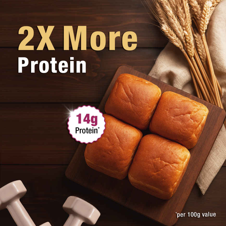 Protein Chef High Protein Pav Bun (Zero Maida, Multigrain) - Made with MP Sharbati Wheat