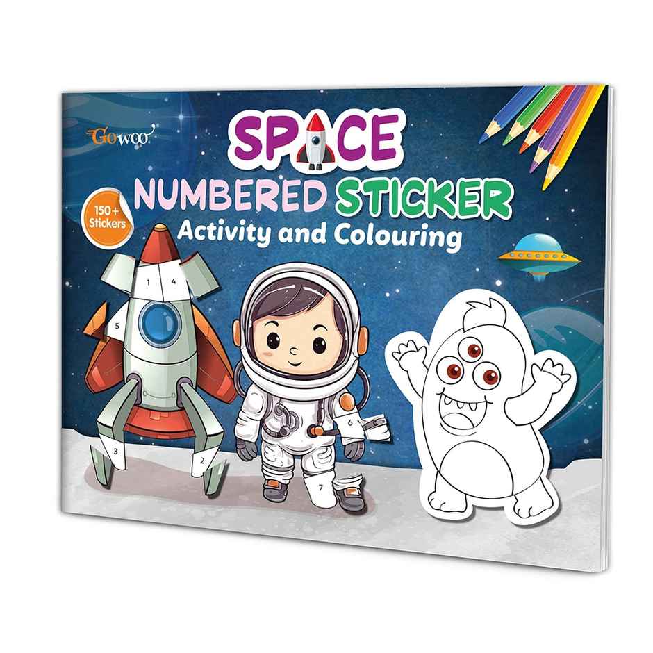 Space Numbered Sticker Activity and Colouring Book for Age 3+ Kids - Sticker Book for Young Kids