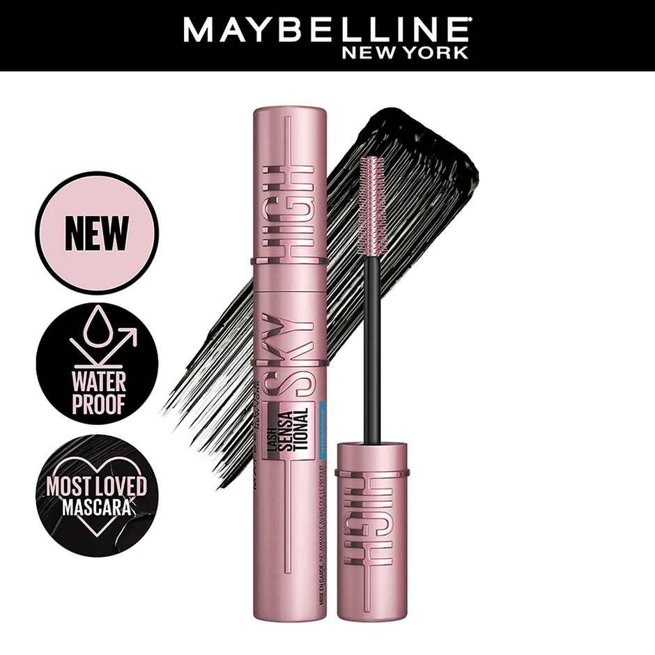 Maybelline New York Lash Sensational Sky High Waterproof Mascara Lengthening & Volumizing Mascara With Bamboo Exract & Fibres Very Black 6Ml