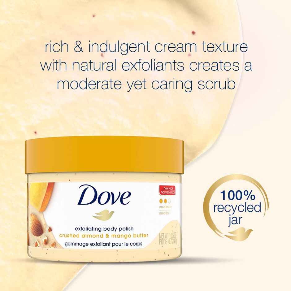 Dove Body Polish Scrub | Almond & Mango Butter | For Dry Skin | Get Soft & Smooth Skin