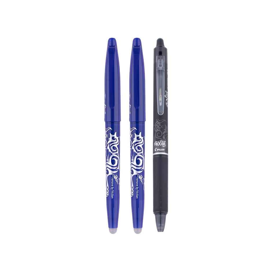 Pilot Frixion Roller Pen 2 Blue + 1 Clicker Black - Pack Of 3