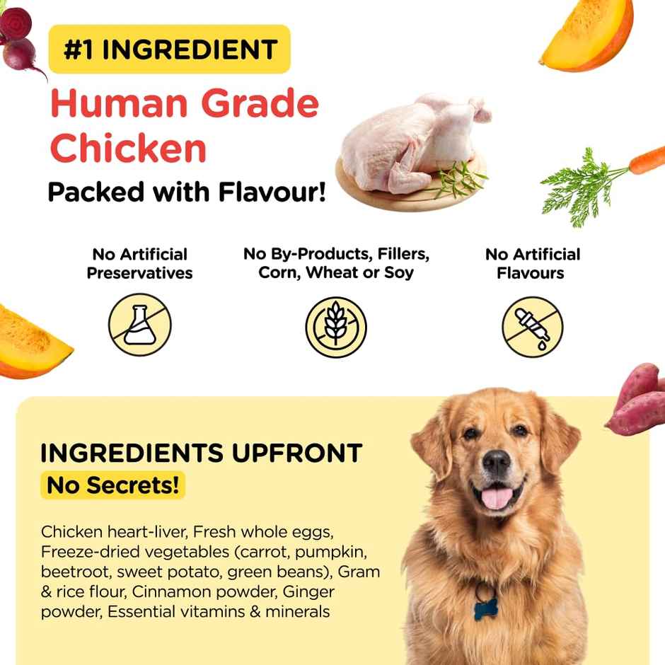 Henlo Chicken & Vegetable Baked Dry Dog Food for Adult Dogs| Pet food | Kibble| Adult Dog Food