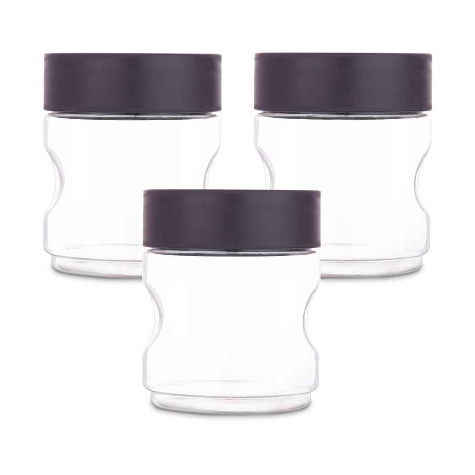 Flair Plastic Stackup Pet Jar Set Of 3 Pcs 500 ml (Brown), Transparent