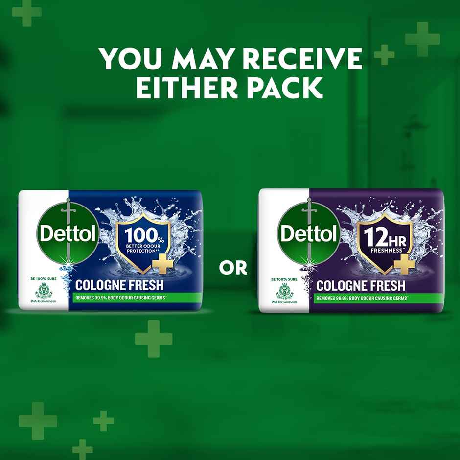 Dettol Cologne Fresh Bathing Soap Bar with 12hr Freshness