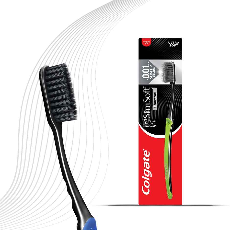 Colgate Charcoal Clean Black Gel Toothpaste Deep Clean With Bamboo Charcoal & Wintergreen Mint (240g) & Colgate Toothbrush - Slim Soft Charcoal (1pc) Combo