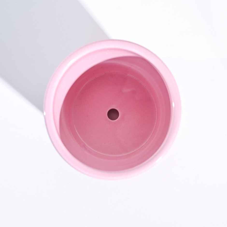 Ugaoo Spiro Ceramic Crepe Pink Gardening Pot - 4 Inch