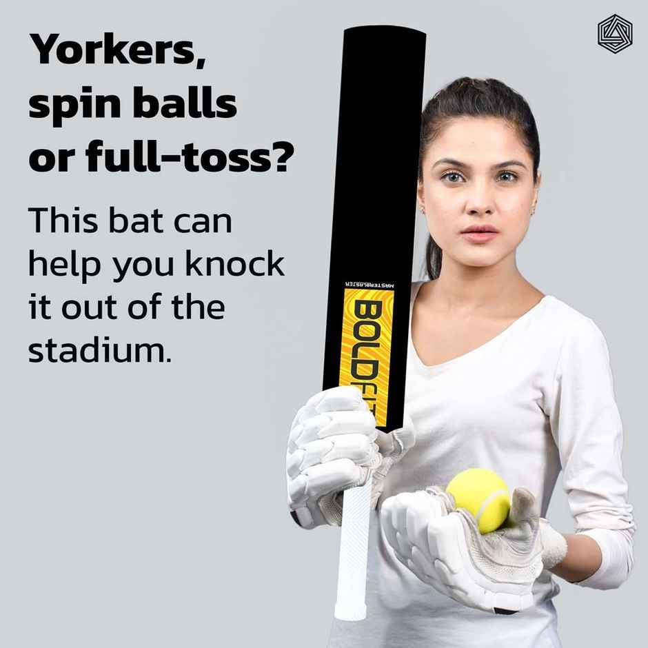 Boldfit Plastic Cricket Bat | Full Size | Black & Yellow for Turf Matches
