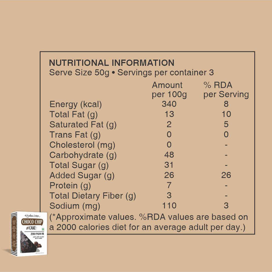 The Baker's Dozen Choco Chip Cake |Eggless Cake | Chocolate Cake | Tea Cake | Made with Cocoa Powder