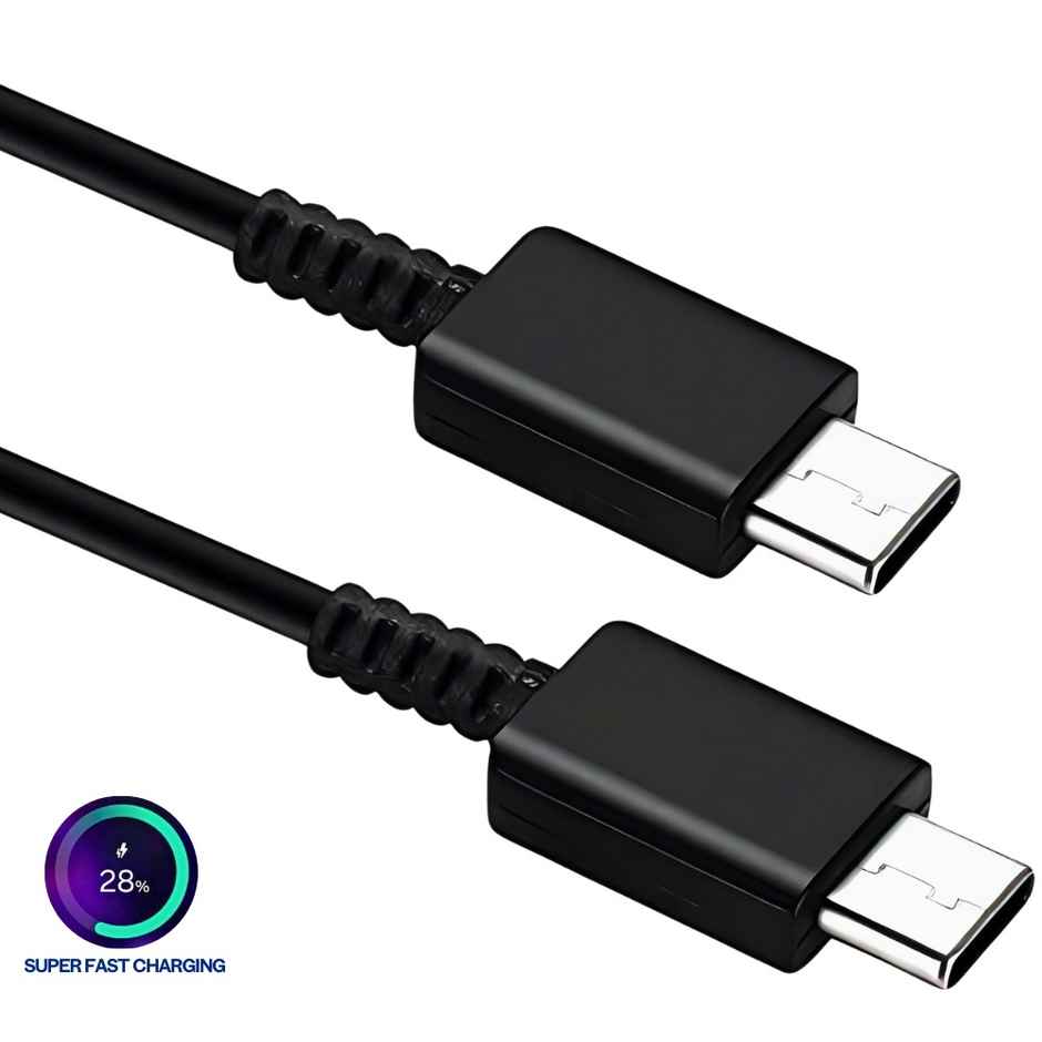 Roarx 45w / 25W Type C to C Cable for Samsung Phones & Type C Devices |1M| Black