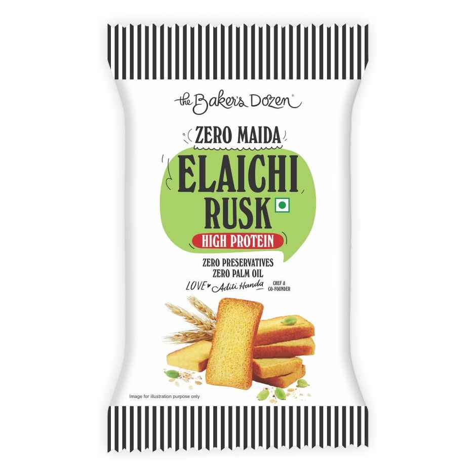 The Baker'S Dozen Dark Chocolate Flavoured Biscuits Cookies | Artificial Flavour-Free (100g) & The Baker'S Dozen Zero Maida Elaichi Rusk (80g) Combo