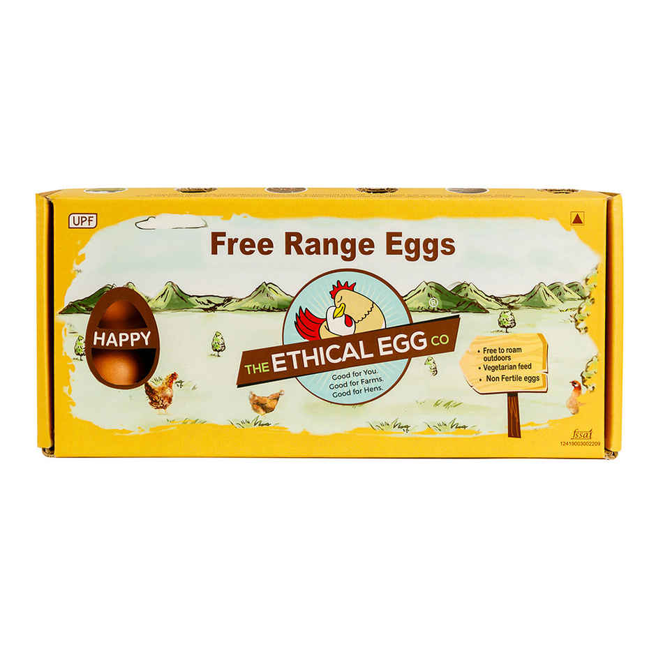 The Ethical Eggs Co. Free Range Eggs, 12 Pieces - Free to roam outdoors, Veg Feed, Non-fertile