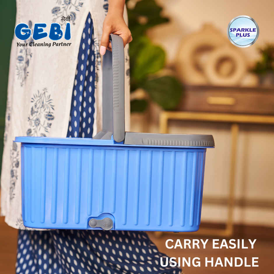 Gebi Aqua Bucket Spin Mop With 1 Microfiber Refill (Colour May Vary)