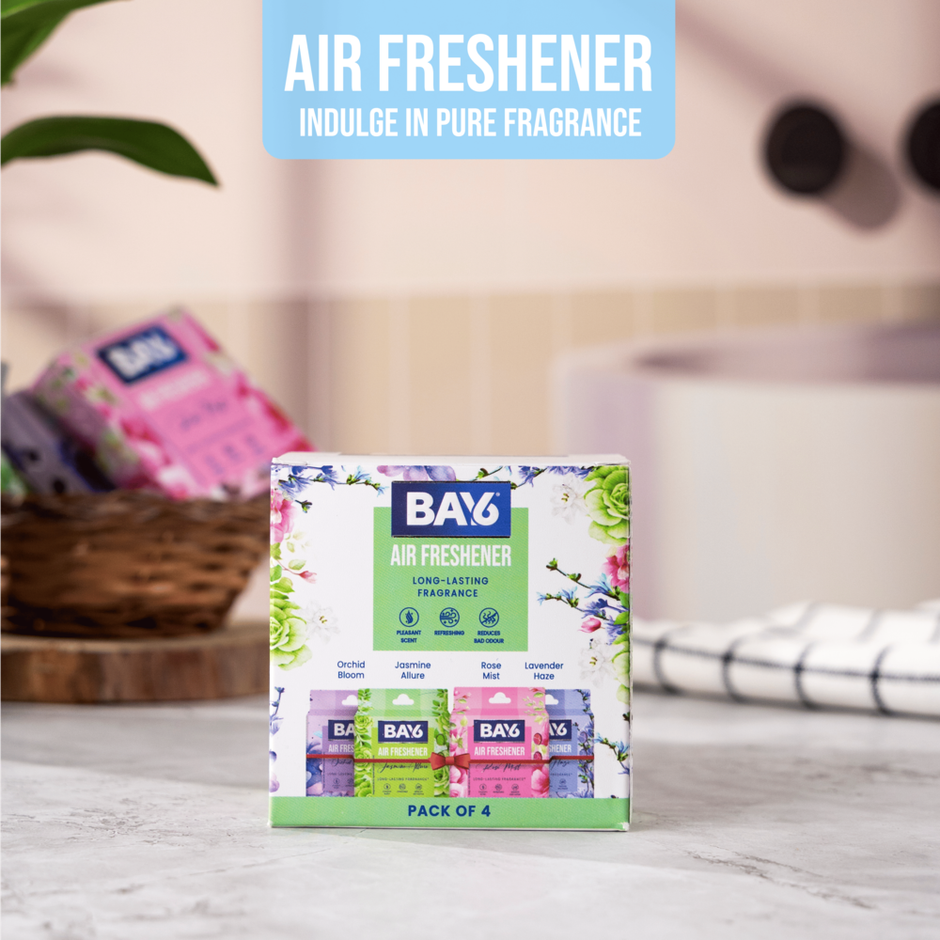 BAY6 Bathroom Air Freshener Blocks (Pack Of 4)- Orchid, Jasmine, Rose, Lavender - Long Lasting Fragrance