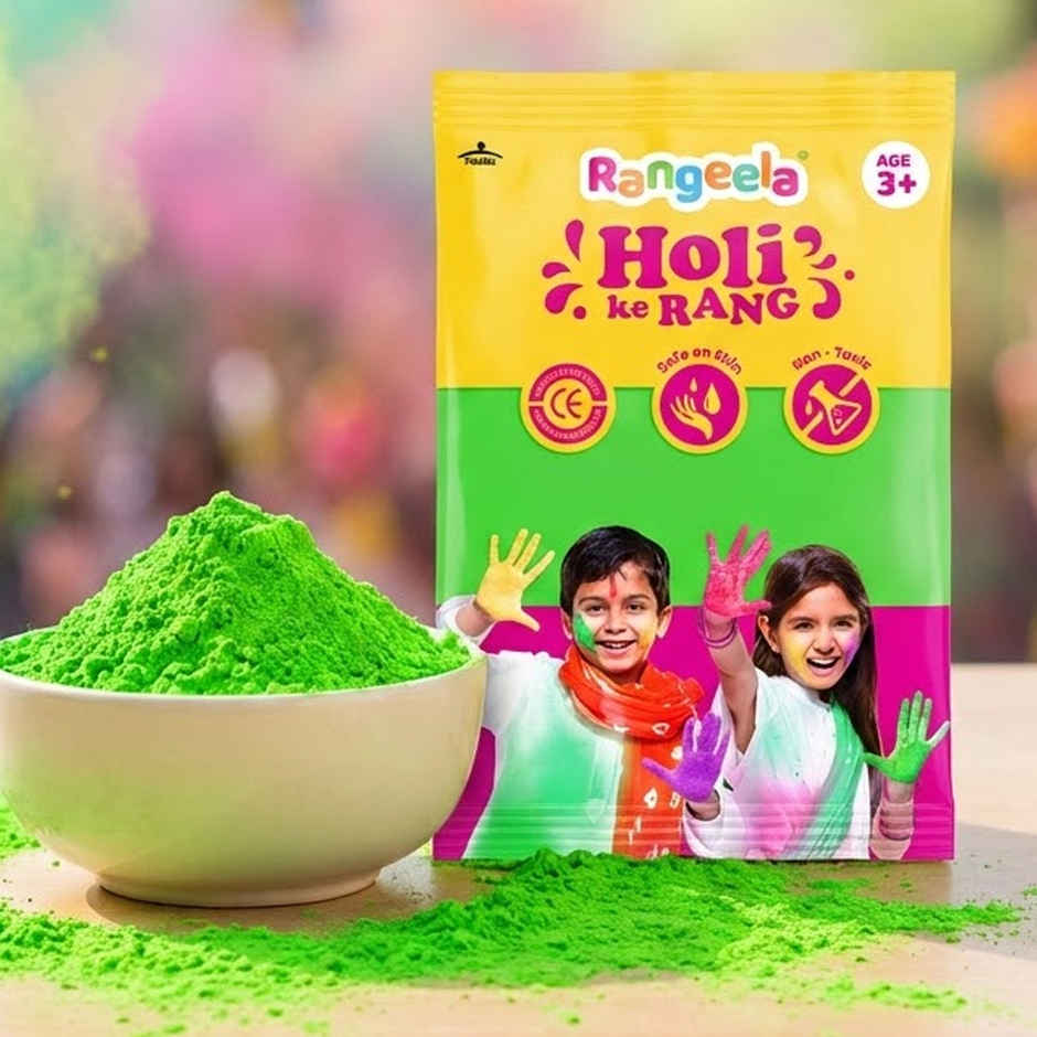 Rangeela Holi Ke Rang Colours Non Toxic | Easily Washable And Safe On Skin | Electric Green