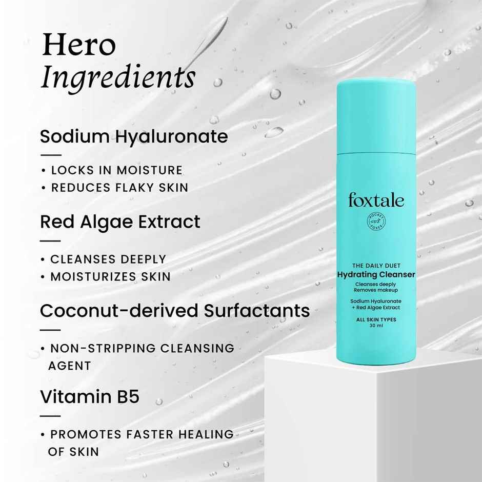 Foxtale Hydrating Face Wash With Hyaluronic Acid, Vitamin B5 For Women, Men -Makeup Remover