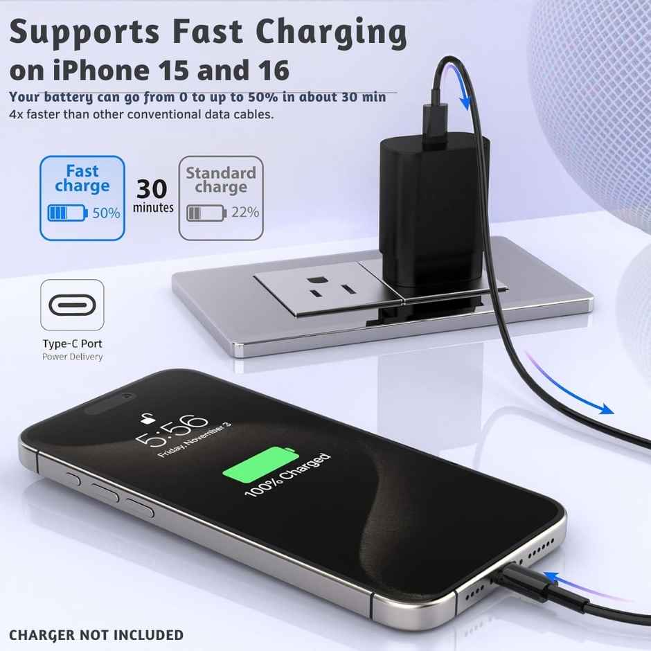 Roarx 45w / 25W Type C to C Cable for Samsung Phones & Type C Devices |1M| Black