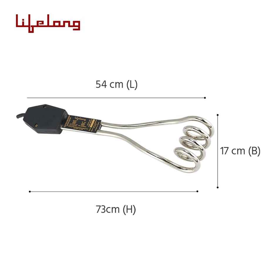 Lifelong LLIMR02 Infinia Plus 1500 W Immersion Rod Water Heater, Shock Proof with Copper Heating Element| Electric Rod - Black