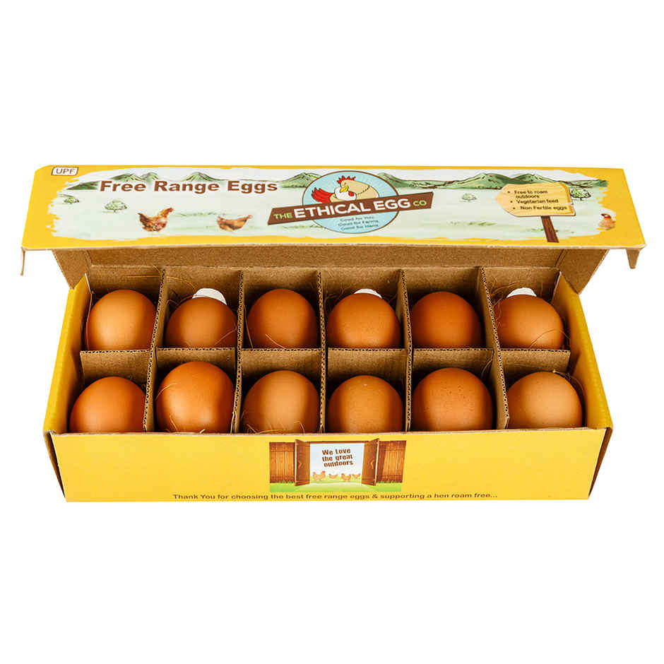 The Ethical Eggs Co. Free Range Eggs, 12 Pieces - Free to roam outdoors, Veg Feed, Non-fertile